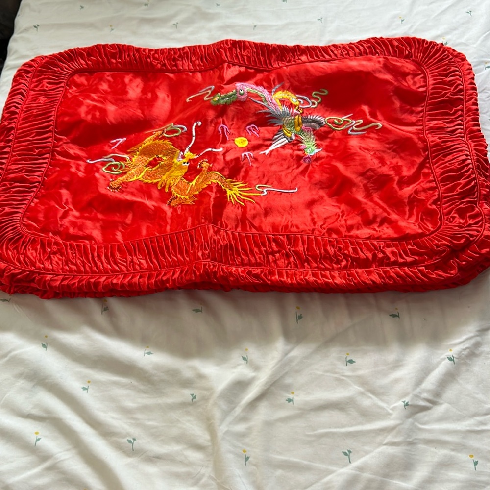 Vintage satin like Embroidery Pillowcases